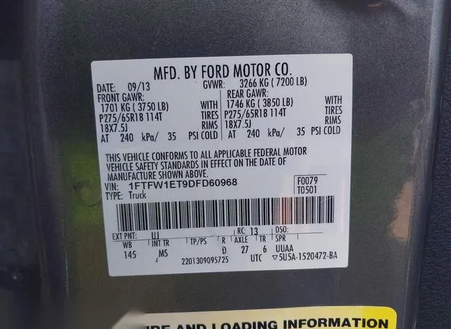 1FTFW1ET9DFD60968 2013 2013 Ford F-150- Xlt 9