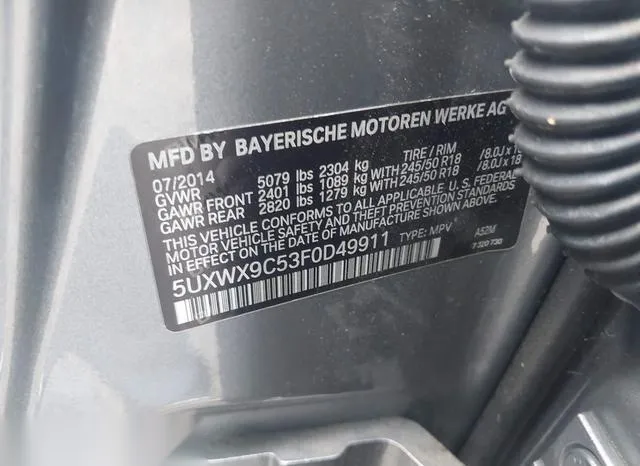 5UXWX9C53F0D49911 2015 2015 BMW X3- Xdrive28I 9