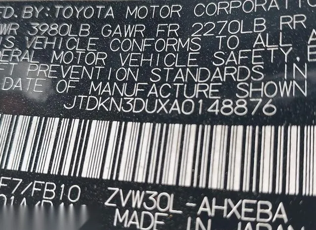 JTDKN3DUXA0148876 2010 2010 Toyota Prius- Iii 9