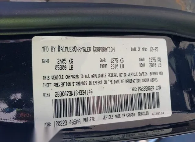 2B3KA73W16H334140 2006 2006 Dodge Charger- Srt8 9