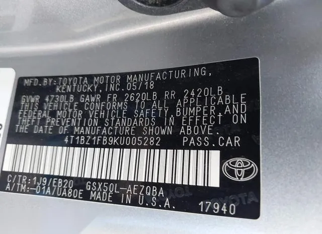 4T1BZ1FB9KU005282 2019 2019 Toyota Avalon- Xse 9