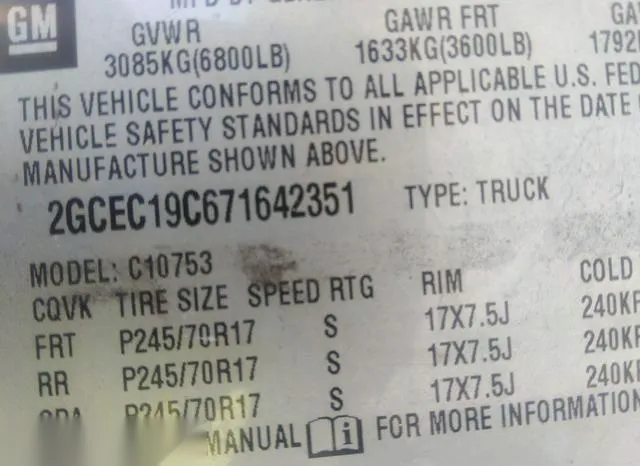 2GCEC19C671642351 2007 2007 Chevrolet Silverado 1500- Work 9