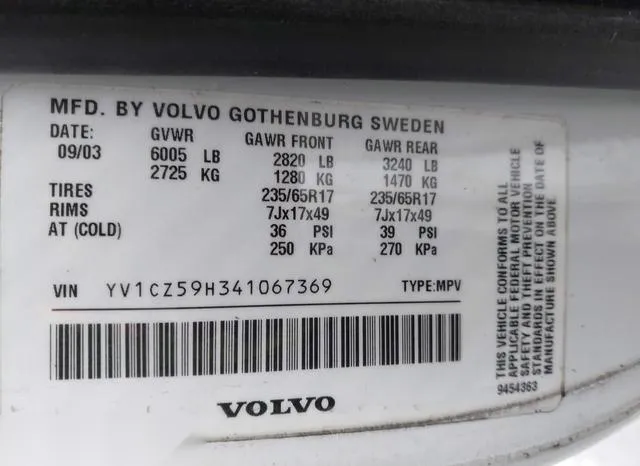 YV1CZ59H341067369 2004 2004 Volvo XC90- 2-5T Awd 9