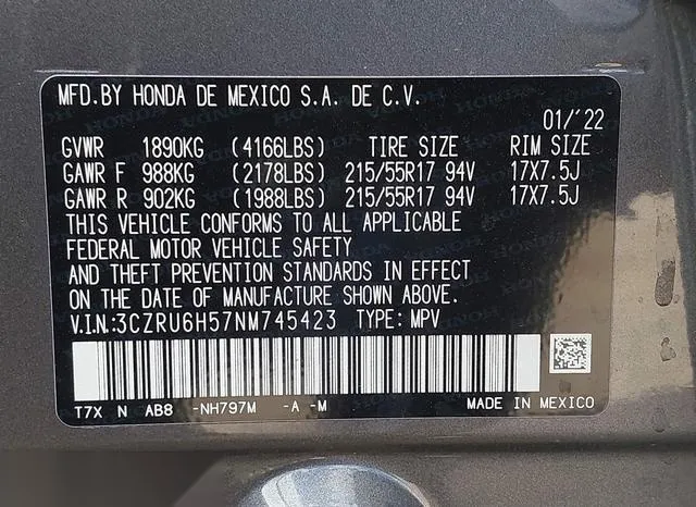 3CZRU6H57NM745423 2022 2022 Honda HR-V- Awd Ex 9