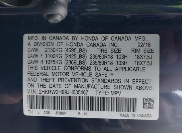 2HKRW2H99JH635467 2018 2018 Honda CR-V- Touring 9