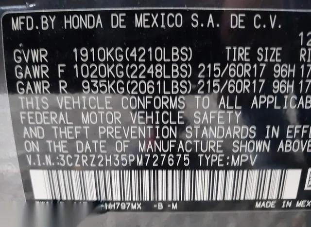 3CZRZ2H35PM727675 2023 2023 Honda HR-V- Awd Lx 9