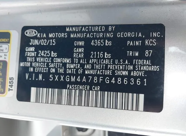 5XXGM4A78FG486361 2015 2015 KIA Optima- LX 9