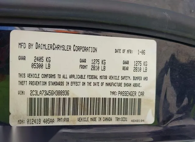 2C3LA73W56H388936 2006 2006 Chrysler 300C- Srt8 9