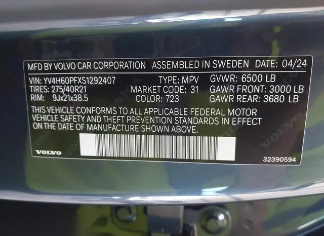 YV4H60PFXS1292407 2025 2025 Volvo Xc90 Plug-In Hybrid- Ultra 9