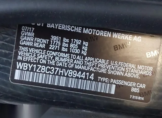 WBY1Z8C37HV894414 2017 2017 BMW I3- 94 Ah W/Range Extender 9