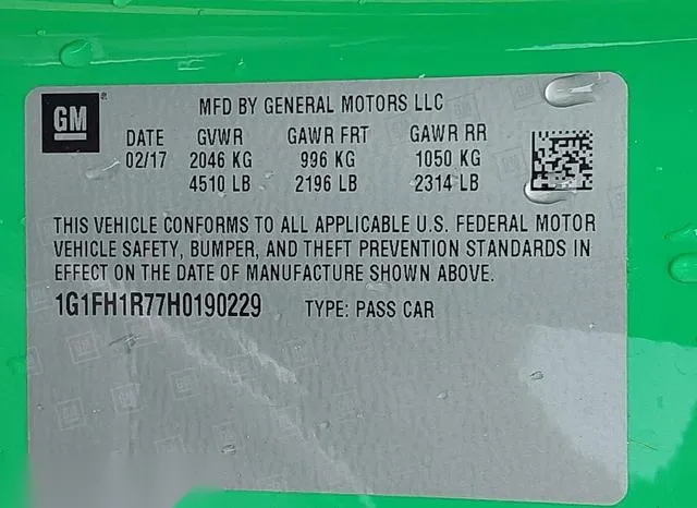 1G1FH1R77H0190229 2017 2017 Chevrolet Camaro- 2SS 9