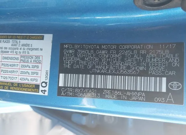 JTNKARJEXJJ563567 2018 2018 Toyota Corolla- LM 9