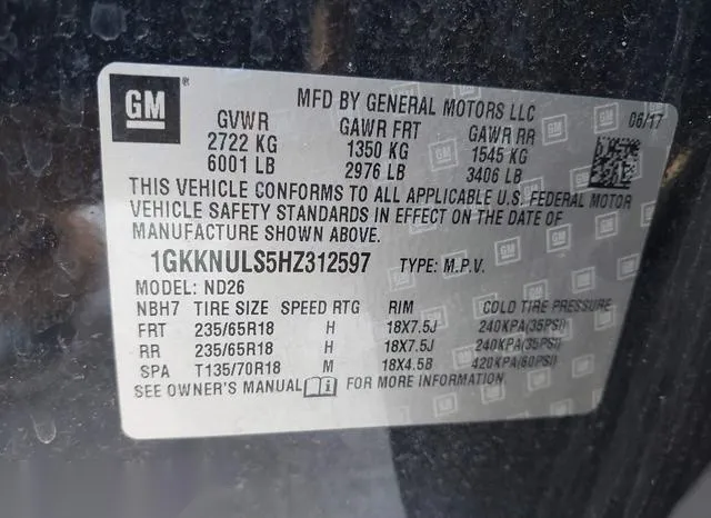 1GKKNULS5HZ312597 2017 2017 GMC Acadia- Slt-1 9