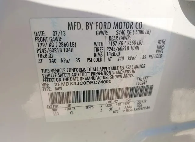 2FMDK3JC0DBC74000 2013 2013 Ford Edge- Sel 9