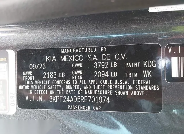 3KPF24AD5RE701974 2024 2024 KIA Forte- Lxs 9