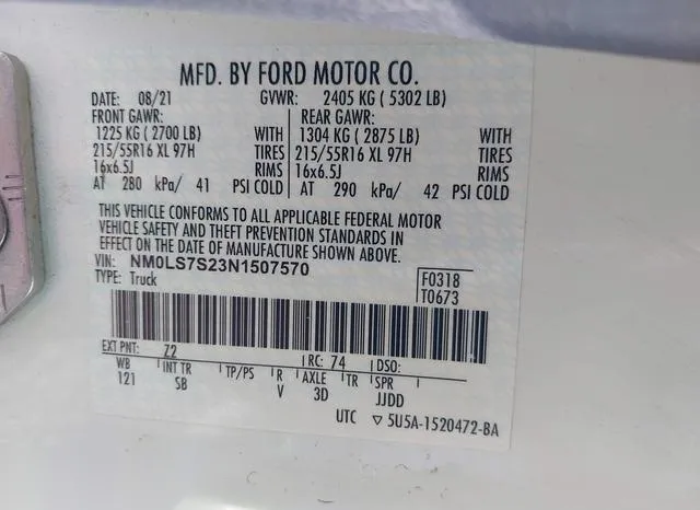 NM0LS7S23N1507570 2022 2022 Ford Transit- Connect XL 9