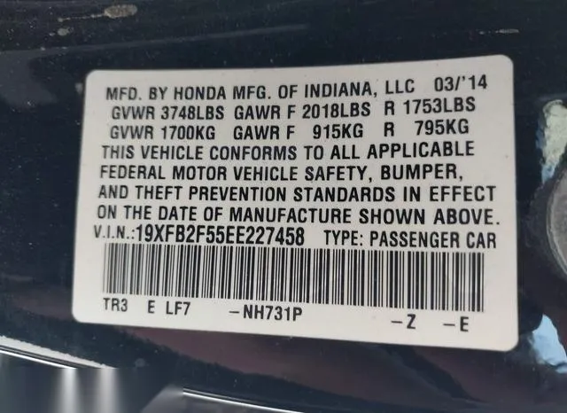 19XFB2F55EE227458 2014 2014 Honda Civic- LX 9