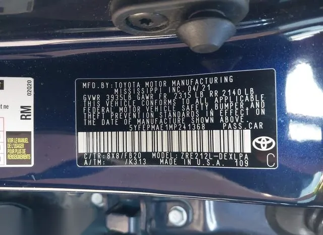 5YFEPMAE1MP241368 2021 2021 Toyota Corolla- LE 9