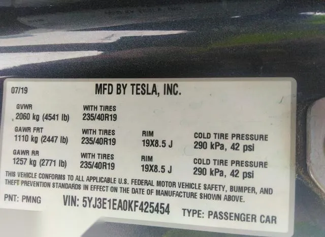 5YJ3E1EA0KF425454 2019 2019 Tesla Model 3- Long Range/Mid Ra 9