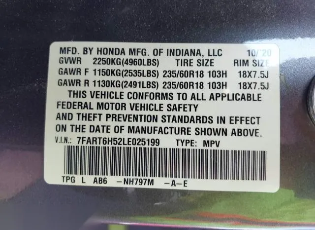 7FART6H52LE025199 2020 2020 Honda CR-V- Hybrid Ex 9