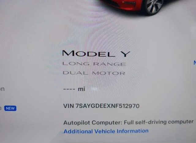 7SAYGDEEXNF512970 2022 2022 Tesla Model Y- Long Range Dual 7