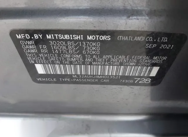 ML32AUHJ8MH013521 2021 2021 Mitsubishi Mirage- Carbonite Edi 9