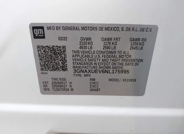 3GNAXUEV6NL175995 2022 2022 Chevrolet Equinox- Awd Lt 9