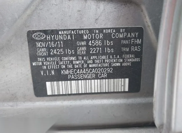 KMHEC4A45CA020292 2012 2012 Hyundai Sonata- Hybrid 9