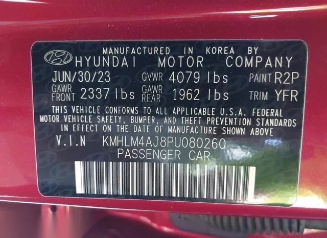 KMHLM4AJ8PU080260 2023 2023 Hyundai Elantra- Hybrid Blue 9