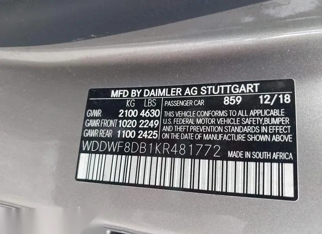 WDDWF8DB1KR481772 2019 2019 Mercedes-Benz C 300 9