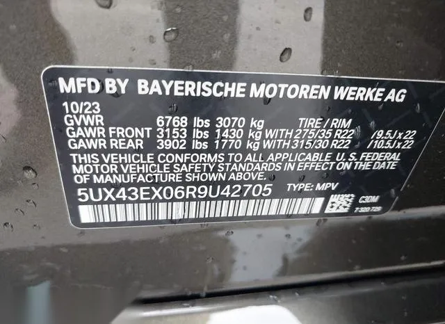 5UX43EX06R9U42705 2024 2024 BMW X6- M60I 9