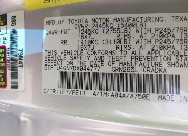 5TFTU4GN7DX044777 2013 2013 Toyota Tacoma- Prerunner V6 9