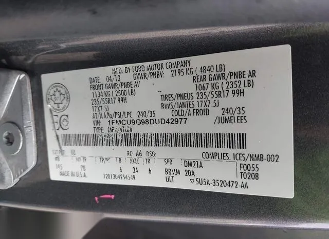 1FMCU9G98DUD42977 2013 2013 Ford Escape- SE 9