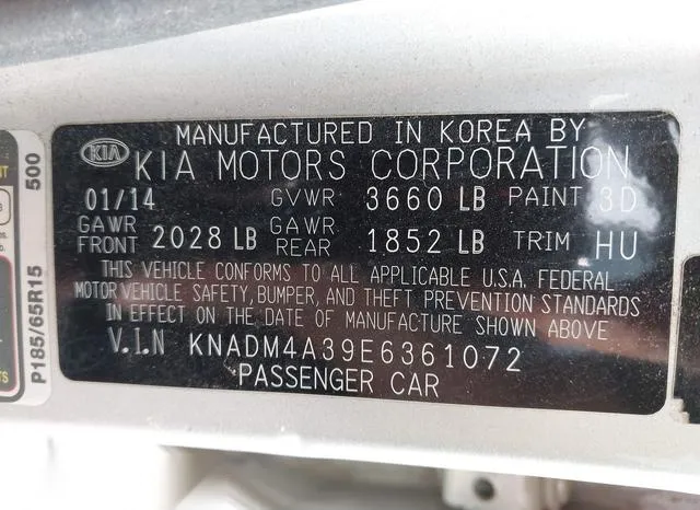 KNADM4A39E6361072 2014 2014 KIA Rio- LX 9