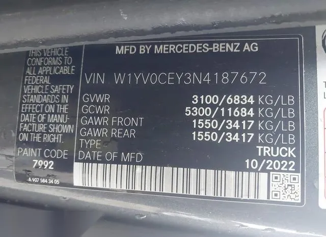 W1YV0CEY3N4187672 2022 2022 Mercedes-Benz Metris 9