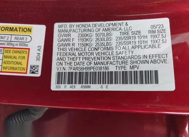 7FARS6H99PE038186 2023 2023 Honda CR-V- Hybrid Sport Touring 9