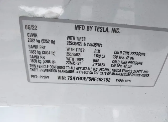 7SAYGDEF5NF492152 2022 2022 Tesla Model Y- Performance Dual  9