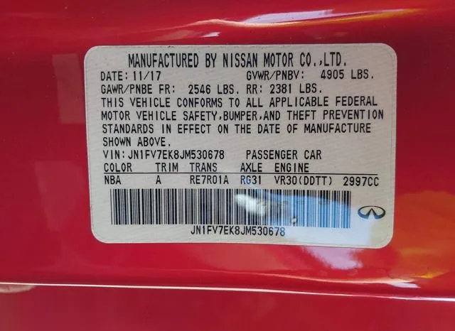 JN1FV7EK8JM530678 2018 2018 Infiniti Q60- 3-0T Red Sport 400 9