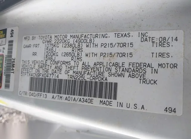 5TFTX4CN9FX047714 2015 2015 Toyota Tacoma 9