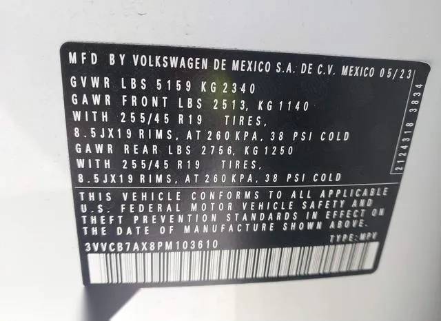 3VVCB7AX8PM103610 2023 2023 Volkswagen Tiguan- 2-0T Se R-Lin 9