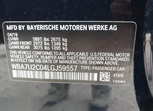 WBA7U2C04LGJ59557 2020 2020 BMW 7 Series- 750I Xdrive 9