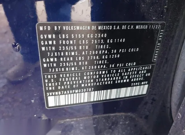 3VVNB7AX9PM030787 2023 2023 Volkswagen Tiguan- 2-0T Se 9