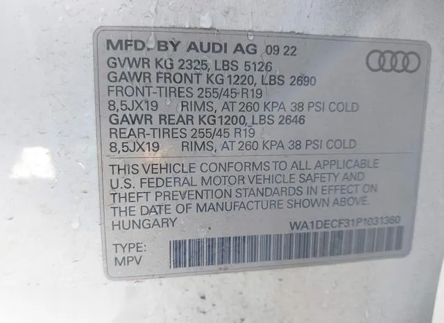 WA1DECF31P1031360 2023 2023 Audi Q3- Premium 45 Tfsi S Line  9