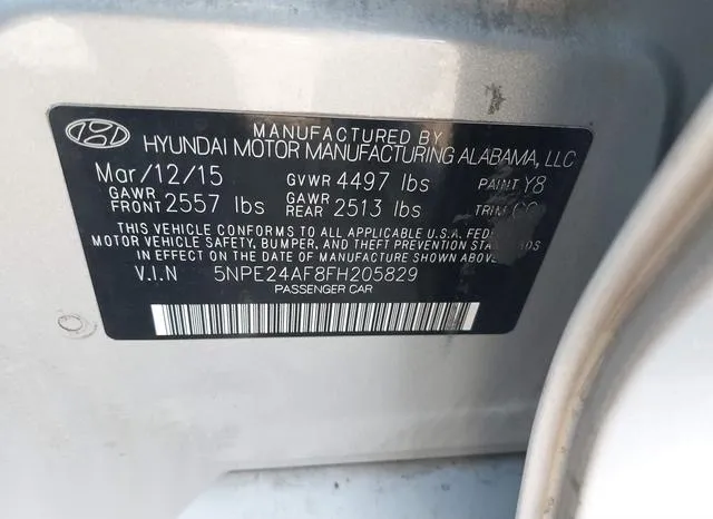 5NPE24AF8FH205829 2015 2015 Hyundai Sonata- SE 9