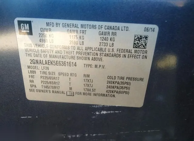 2GNALAEK5E6361614 2014 2014 Chevrolet Equinox- LS 9