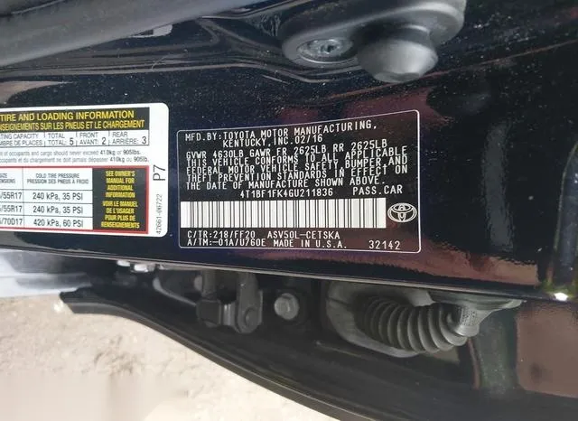 4T1BF1FK4GU211836 2016 2016 Toyota Camry- SE 9