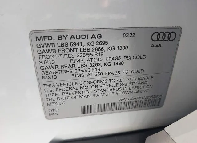 WA1G2AFY1N2082855 2022 2022 Audi Q5- Premium 55 Tfsi E S Lin 9