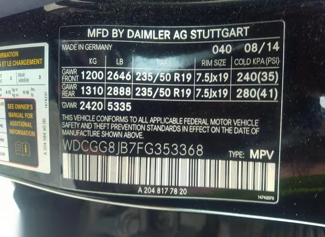 WDCGG8JB7FG353368 2015 2015 Mercedes-Benz GLK 350- 4Matic 9