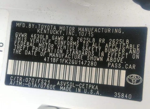 4T1BF1FK2GU147280 2016 2016 Toyota Camry- SE 9