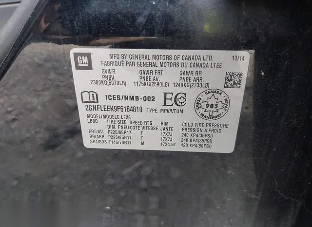 2GNFLEEK9F6184810 2015 2015 Chevrolet Equinox- LS 9